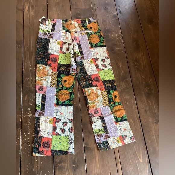 NWT Free People Roads Merge Straight Leg Patchwork Pants size 12 RARE - Picture 7 of 12